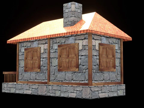 Medieval house low poly village town city residential game ready 16 3D Model