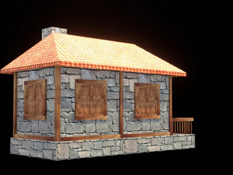 Medieval house low poly village town city residential game ready 16 3D Model