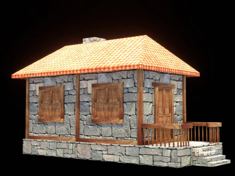 Medieval house low poly village town city residential game ready 16 3D Model