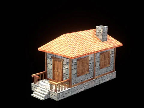 Medieval house low poly village town city residential game ready 16 3D Model