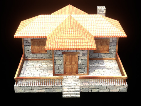 Medieval house low poly village town city residential game ready 17 3Dモデル