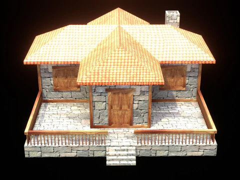 Medieval house low poly village town city residential game ready 17 3D Model