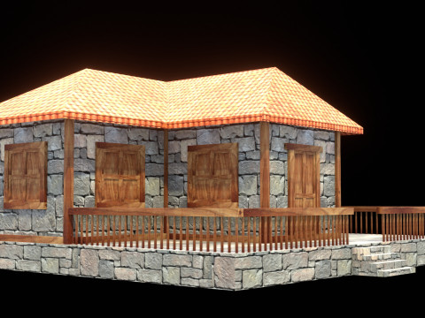 Medieval house low poly village town city residential game ready 17 3D Модель