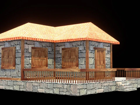 Medieval house low poly village town city residential game ready 17 3D Model