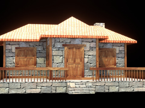 Medieval house low poly village town city residential game ready 17 3D Модель