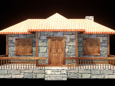 Medieval house low poly village town city residential game ready 17 3D Модель