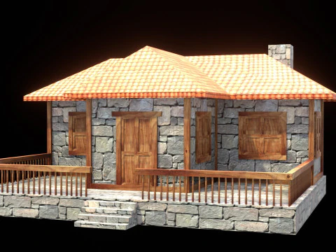 Medieval house low poly village town city residential game ready 17 3D Model
