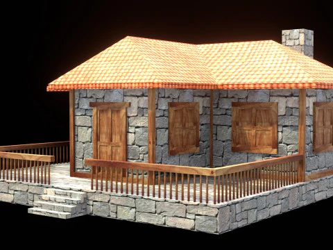 Medieval house low poly village town city residential game ready 17 3D Model