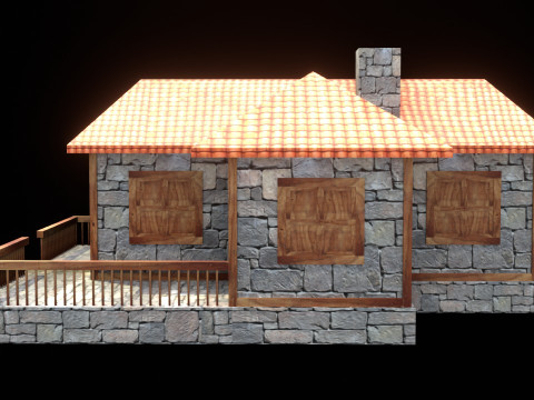 Medieval house low poly village town city residential game ready 17 3D Модель