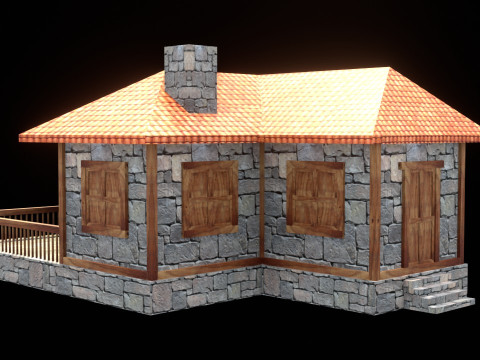 Medieval house low poly village town city residential game ready 17 3D Модель