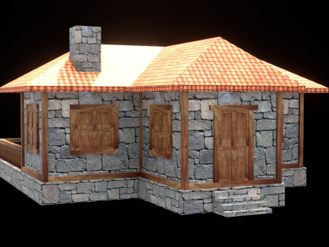 Medieval house low poly village town city residential game ready 17 3D Модель