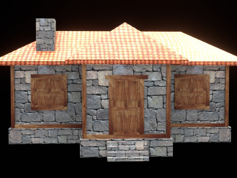Medieval house low poly village town city residential game ready 17 3D Модель