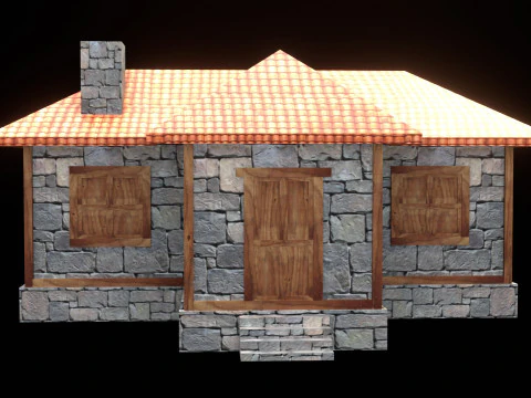 Medieval house low poly village town city residential game ready 17 3D Model