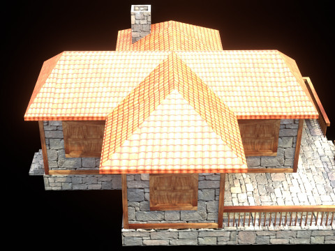 Medieval house low poly village town city residential game ready 17 3D Модель