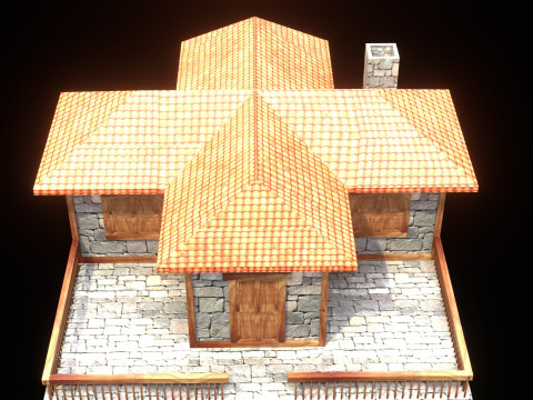 Medieval house low poly village town city residential game ready 17 3D Модель