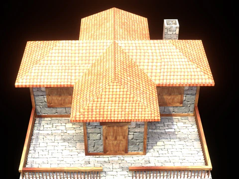 Medieval house low poly village town city residential game ready 17 3D Model