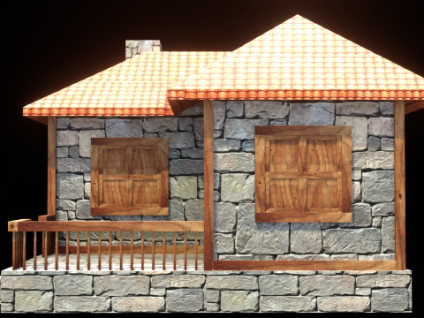 Medieval house low poly village town city residential game ready 18 Modelo 3D
