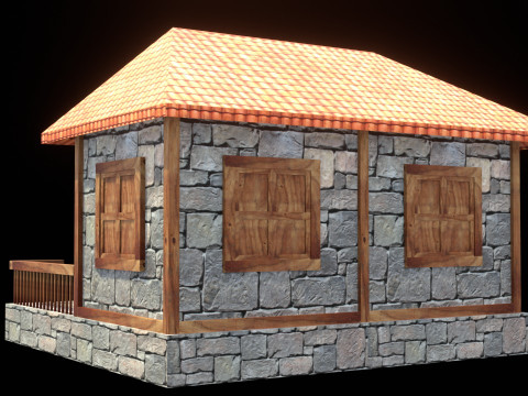 Medieval house low poly village town city residential game ready 18 Modelo 3D