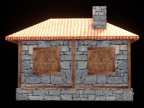 Medieval house low poly village town city residential game ready 18 Modelo 3D