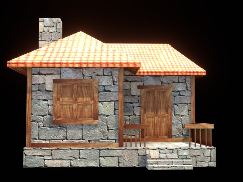 Medieval house low poly village town city residential game ready 18 Modelo 3D