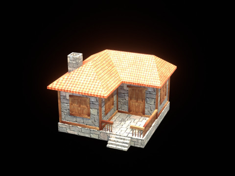 Medieval house low poly village town city residential game ready 18 Modelo 3D