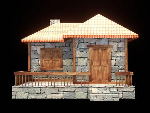 Medieval house low poly village town city residential game ready 19 3D Model