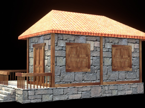 Medieval house low poly village town city residential game ready 19 3D Model