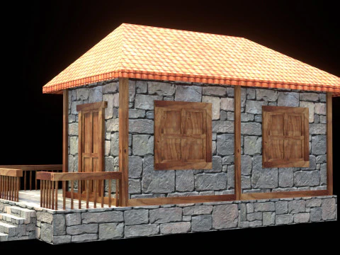 Medieval house low poly village town city residential game ready 19 3D Model