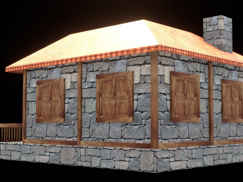 Medieval house low poly village town city residential game ready 19 3D Model