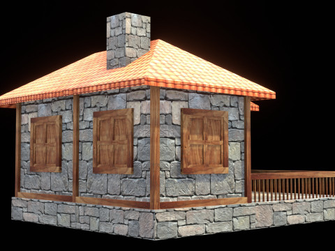 Medieval house low poly village town city residential game ready 19 3D Model