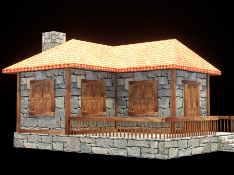 Medieval house low poly village town city residential game ready 19 3D Model
