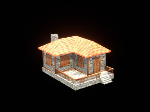 Medieval house low poly village town city residential game ready 19 3D Model