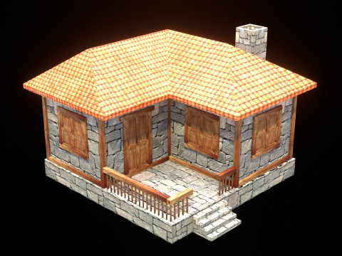 Medieval house low poly village town city residential game ready 20 3Dモデル