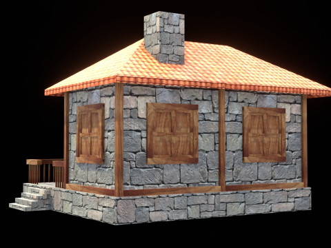 Medieval house low poly village town city residential game ready 20 3D Model
