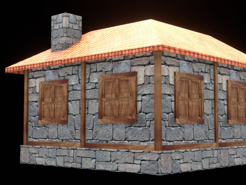 Medieval house low poly village town city residential game ready 20 3D Model