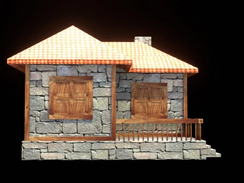 Medieval house low poly village town city residential game ready 20 3D Model