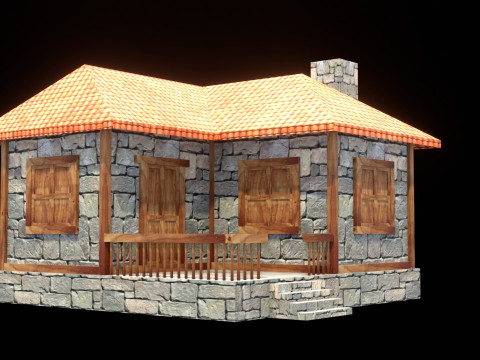 Medieval house low poly village town city residential game ready 20 3D Model