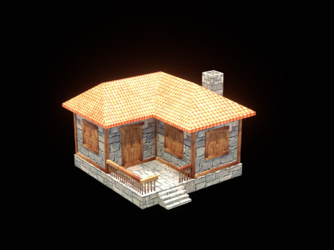 Medieval house low poly village town city residential game ready 20 3D Model