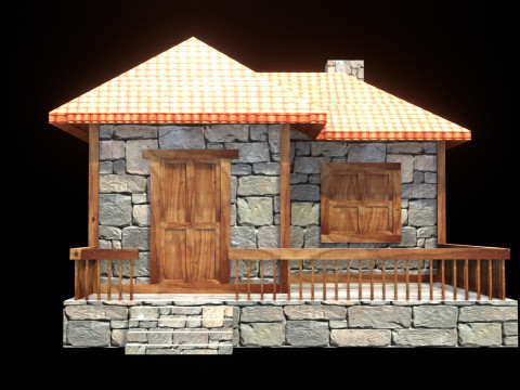 Medieval house low poly village town city residential game ready 21 Modelo 3D