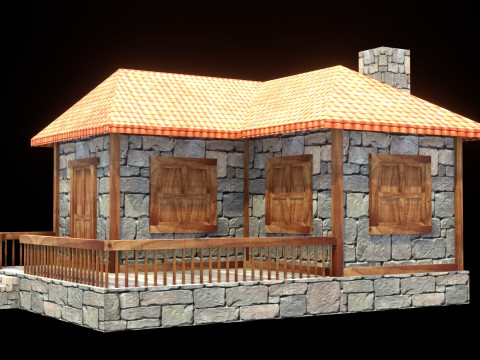 Medieval house low poly village town city residential game ready 21 Modelo 3D