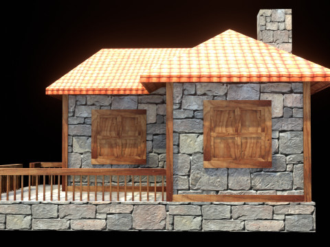 Medieval house low poly village town city residential game ready 21 Modelo 3D