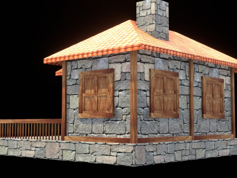 Medieval house low poly village town city residential game ready 21 Modelo 3D