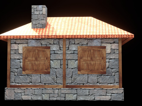 Medieval house low poly village town city residential game ready 21 Modelo 3D