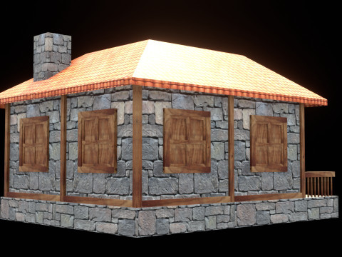 Medieval house low poly village town city residential game ready 21 Modelo 3D