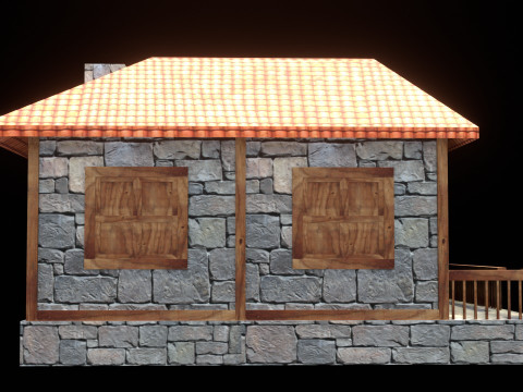 Medieval house low poly village town city residential game ready 21 Modelo 3D