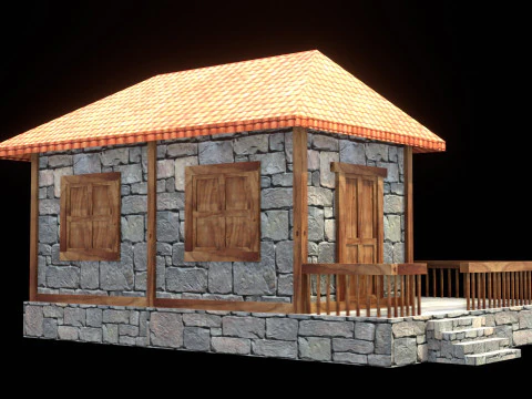 Medieval house low poly village town city residential game ready 21 3D Model