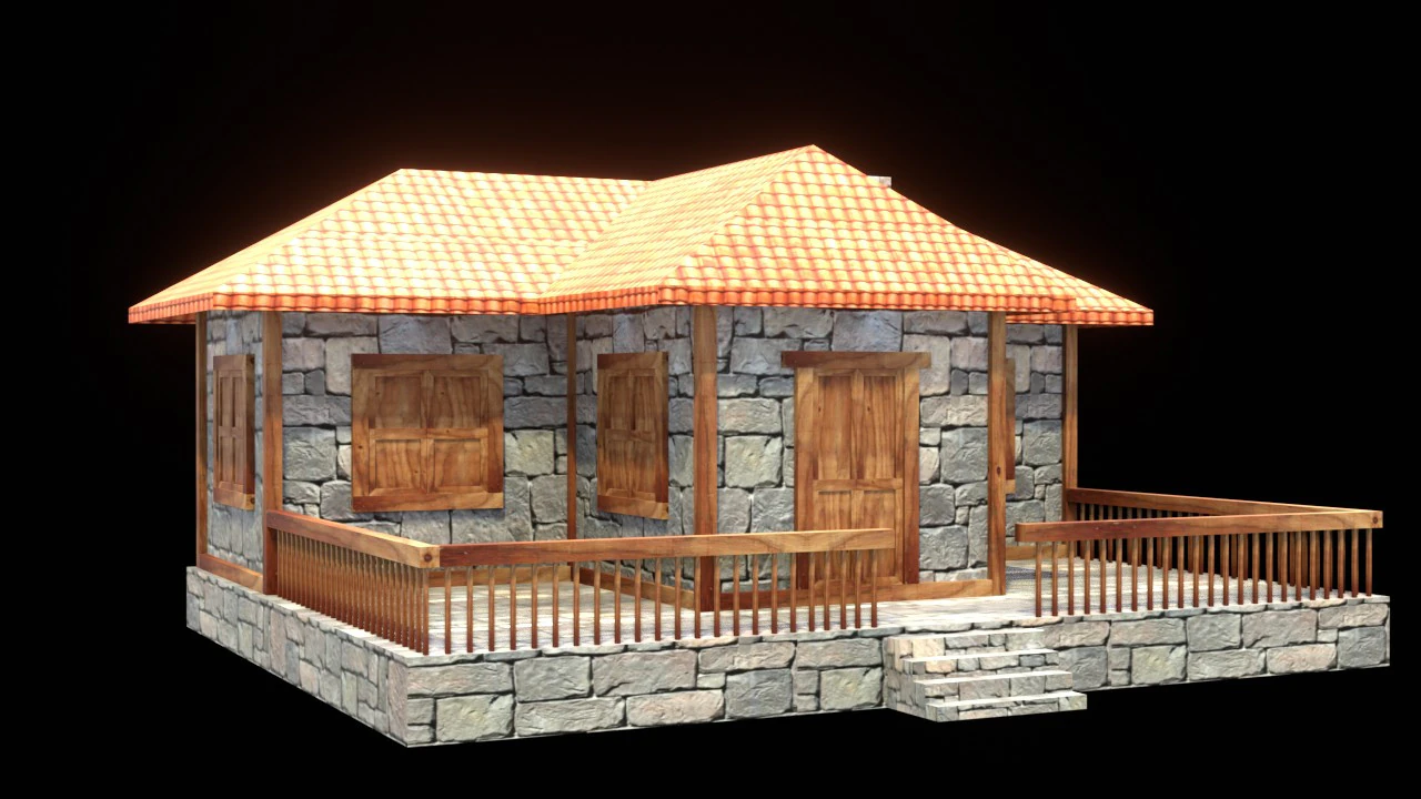 Medieval house low poly village town city residential game ready 22 3D Model .c4d .max .obj .3ds .fbx .stl .blend 