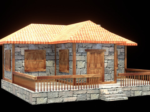 Medieval house low poly village town city residential game ready 22 3Dモデル