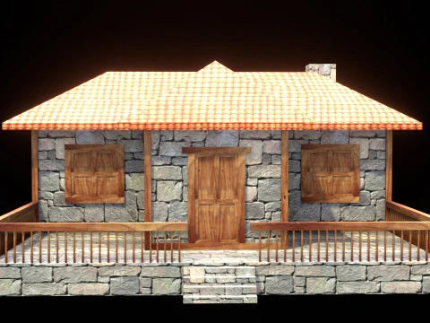 Medieval house low poly village town city residential game ready 22 3D Model