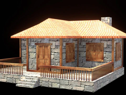 Medieval house low poly village town city residential game ready 22 3D Model
